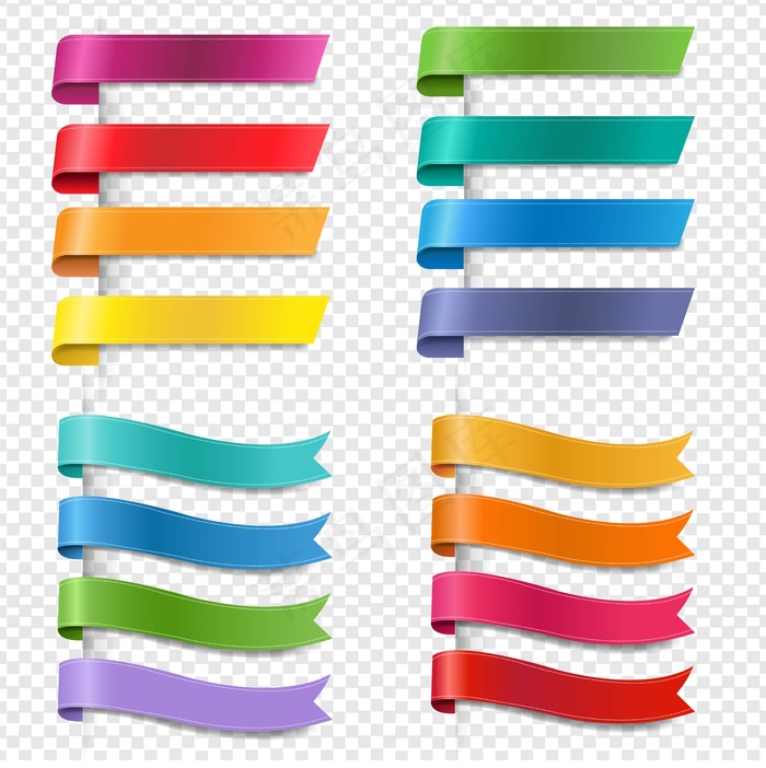 真丝彩带收藏透明背景