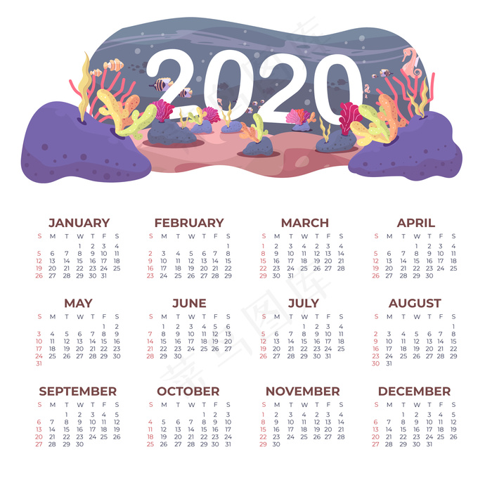 自然2020日历模板