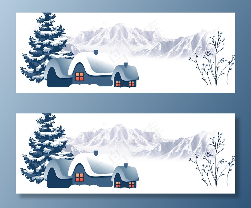 冬季白色文艺清新banner(1920*700px 	       )psd模版下载