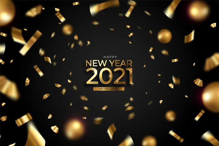 五彩纸屑和金球的新年背景eps,ai矢量模版下载