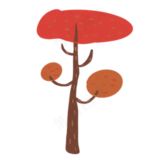 树木秋天红色树