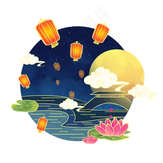 国潮中秋素材