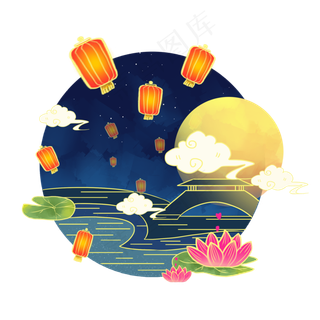 国潮中秋素材