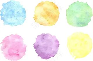 一套水彩画彩色斑点；手绘艺术插图为您的设计。