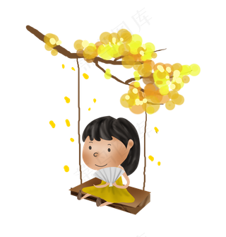 立秋秋天玩秋千的女孩