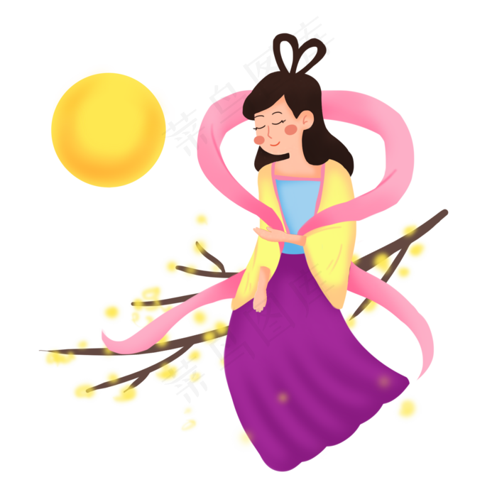 中秋节嫦娥月亮png素材(2000X2000(DPI:300))psd模版下载