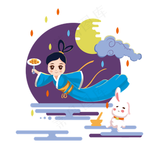 卡通手绘中秋节嫦娥人物