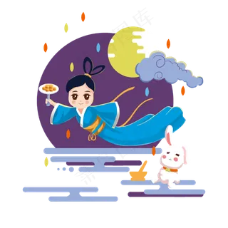 卡通手绘中秋节嫦娥人物