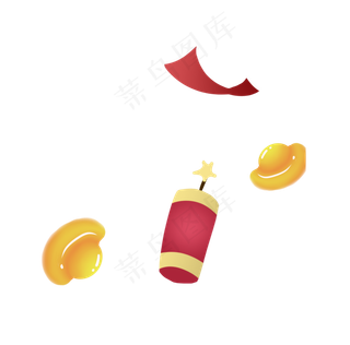 新年春节新春过节元宝鞭炮