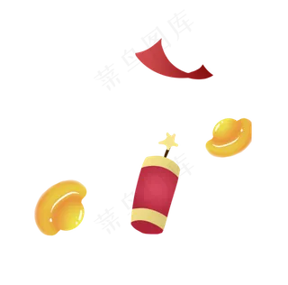 新年春节新春过节元宝鞭炮