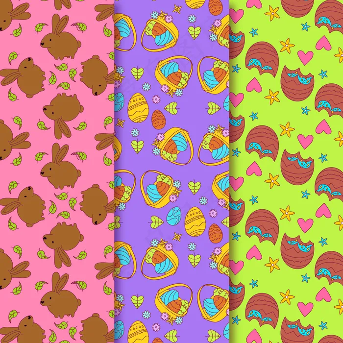 复活节手绘巧克力兔子图案eps,ai矢量模版下载