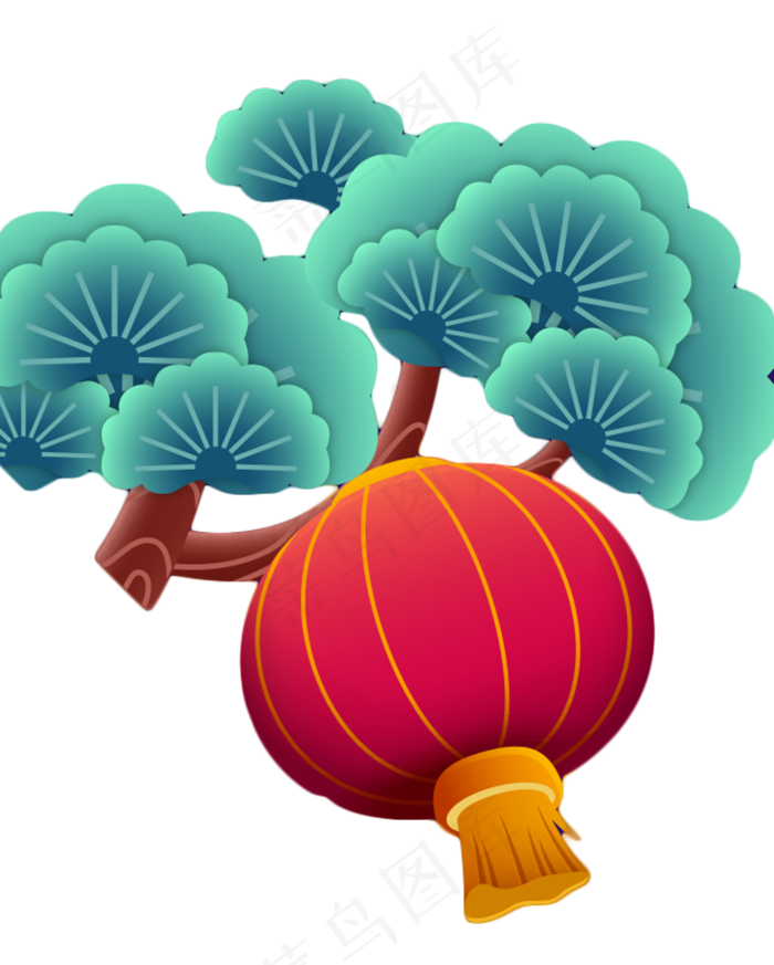 新年灯笼树枝