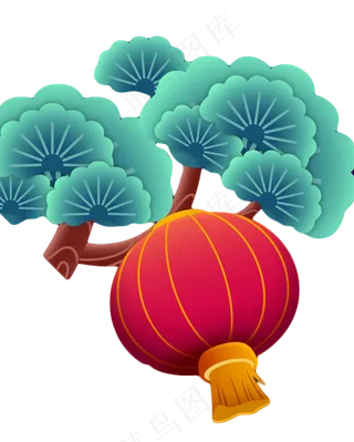 新年灯笼树枝