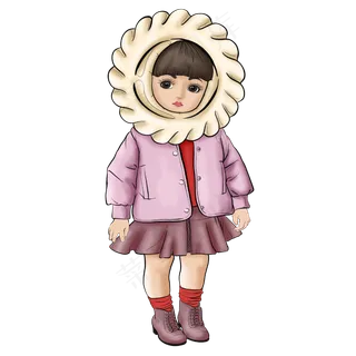 立冬浅粉色羽绒服饺子娃娃