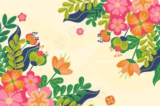 平坦多彩的春天背景