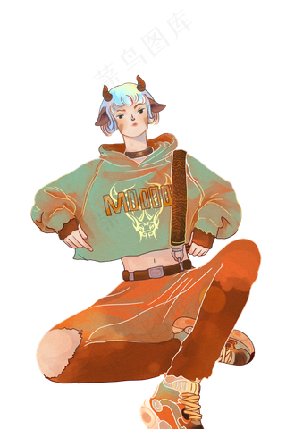 牛年国潮风生肖拟人牛少女