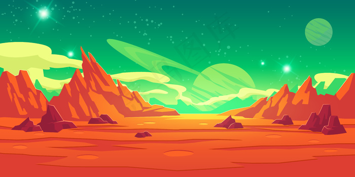 火星景观，外星，火星背景eps,ai矢量模版下载