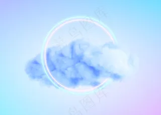 蓝色云彩闪烁的霓虹灯圈