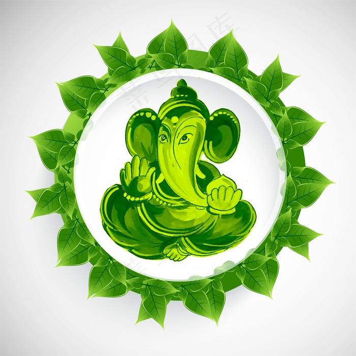 美好的绿色ganesh chaturthi卡片概念背景eps,ai矢量模版下载