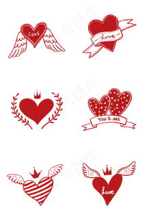 各种红色爱心组图PNG免抠素材