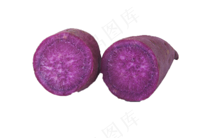 两个切开的大紫薯