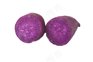 两个切开的大紫薯
