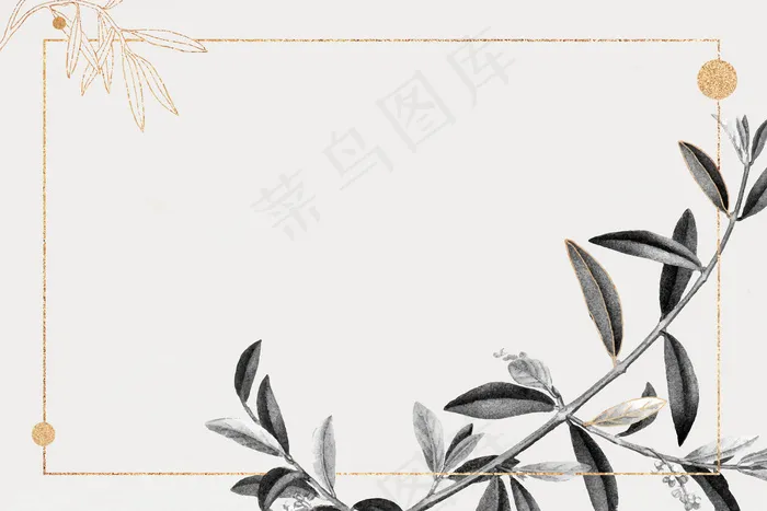 橄榄枝长方形金框eps,ai矢量模版下载