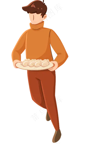 元旦端饺子的男人
