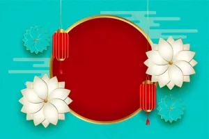 蓝底花灯
