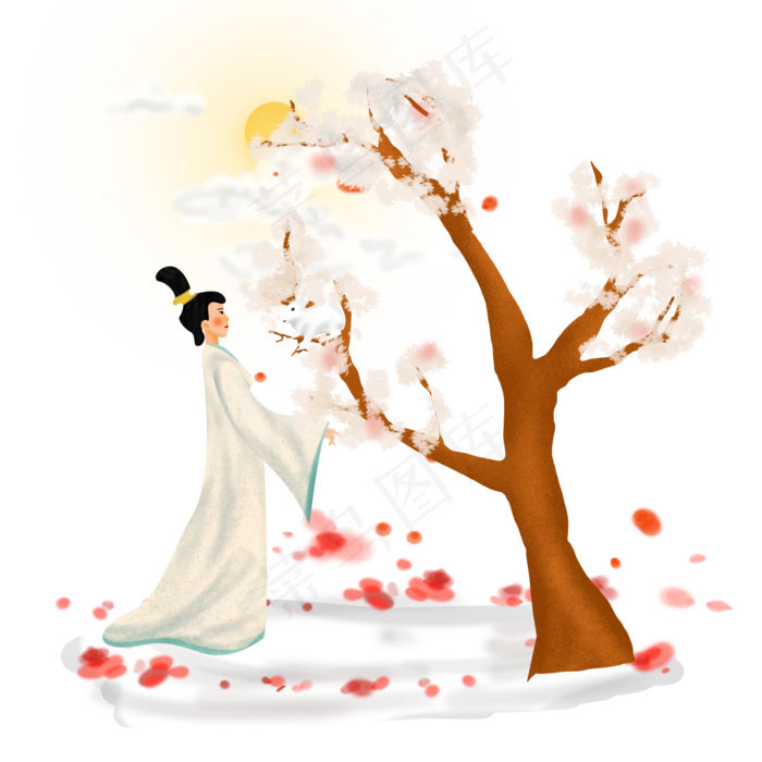 中秋节传统人物嫦娥与玉兔(1200X1200(DPI:300))psd模版下载