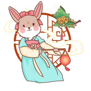 拟人端庄蓝色灰兔