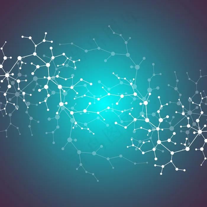 神经元和神经系统的分子概念。科学的医学研究。分子结构与粒子。横幅banner或宣传单,DM传单的科学和技术背景。 eps 10 矢量图。eps,ai矢量模版下载
