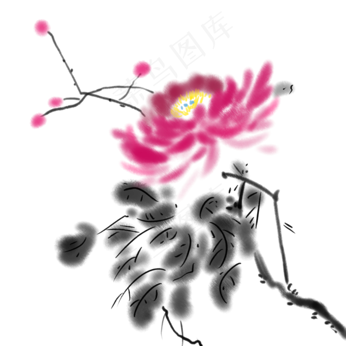 菊花国画植物(3000X3000(DPI:300))psd模版下载