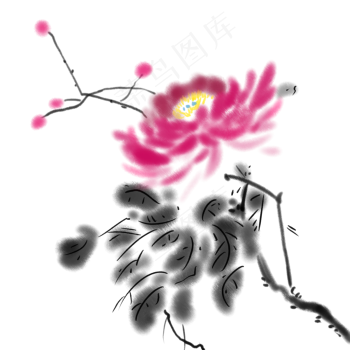 菊花国画植物(3000X3000(DPI:300))psd模版下载