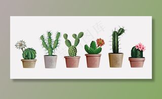 收集逼真的室内或办公室植物仙人掌进行室内设计和装饰。异国情调和流行的室内仙人掌花室内装饰的家庭或办公室。