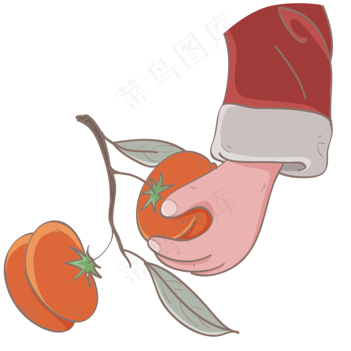 手拿吉祥物柿子