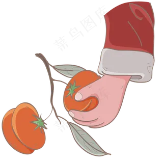 手拿吉祥物柿子