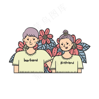 七夕节情人节卡通情侣