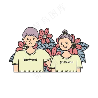 七夕节情人节卡通情侣