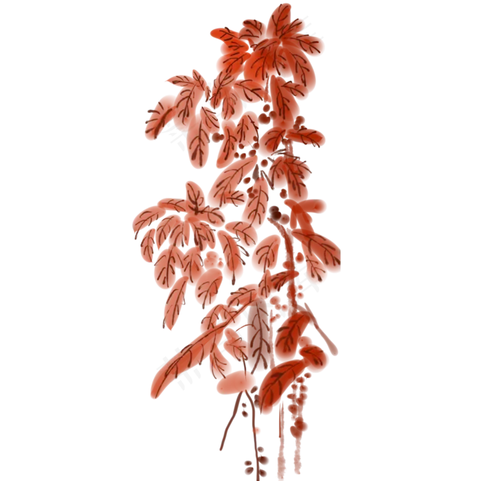 水彩画秋天的黄叶免抠图(2000X2000(DPI:300))psd模版下载