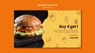 汉堡餐厅横幅banner模板