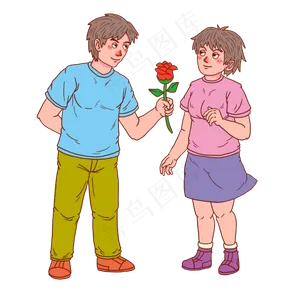 七夕情人节情侣谈恋爱送玫瑰花
