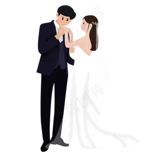 小清新卡通新郎新娘人物可商用元