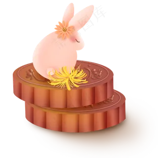 中秋节月饼和兔子