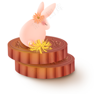 中秋节月饼和兔子