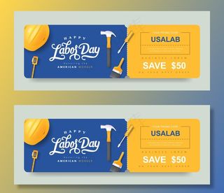 美国劳动节礼品促销优惠券横幅banner背景。精美的劳动节优惠券。