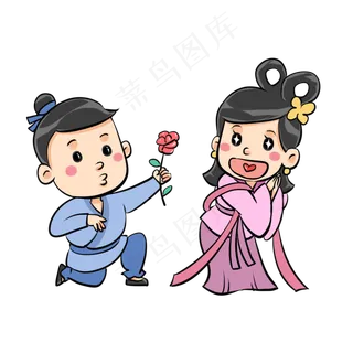 表情包牛郎织女送玫瑰