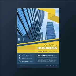 带建筑物和天空的商业海报模板