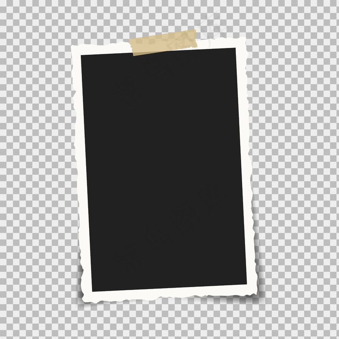 白色背景的复古相框。用胶带或胶带粘在一起。