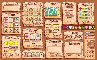 界面游戏设计。创建2d游戏所需的所有屏幕